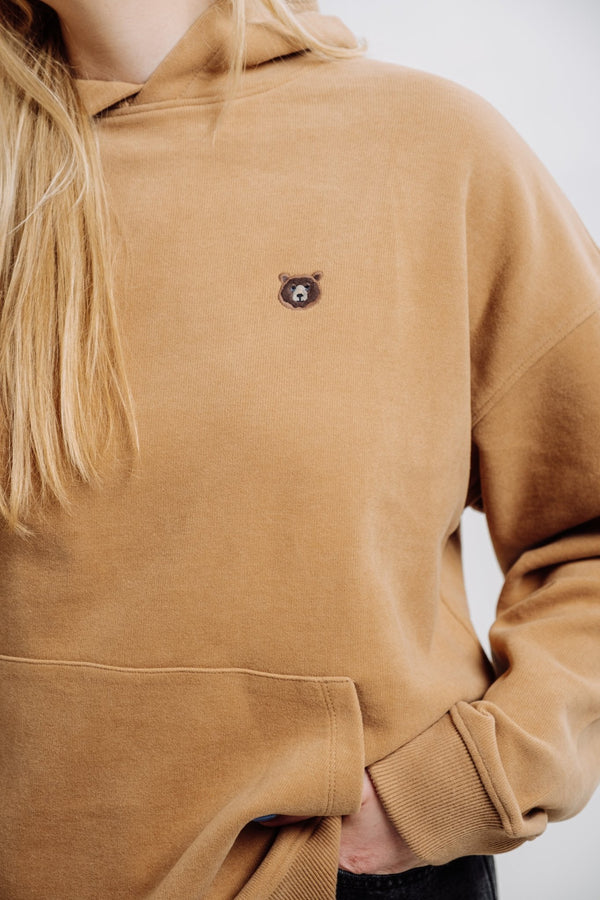 Brown Bear Pocket Hoodie - Dark Beige
