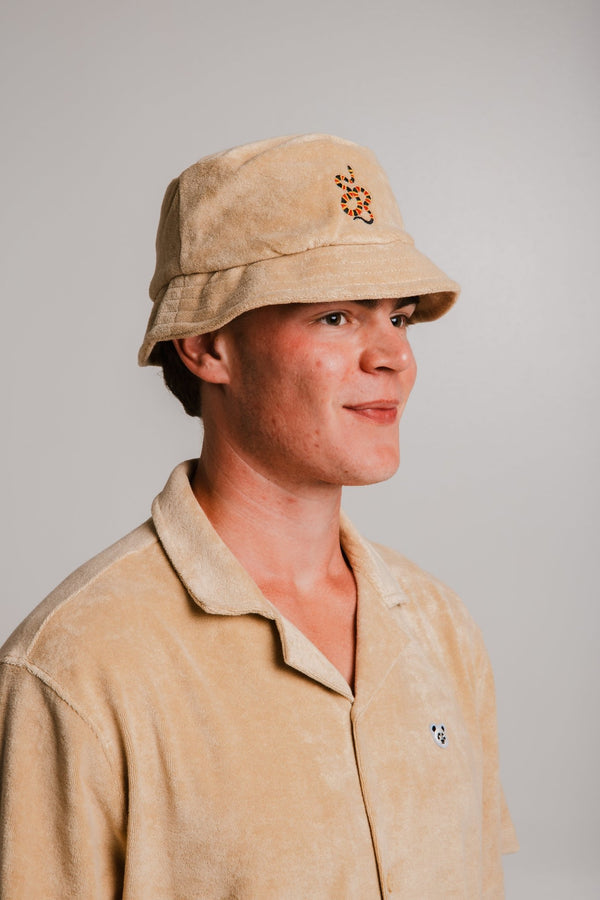 Coral Snake Terry Bucket Hat - Light Brown