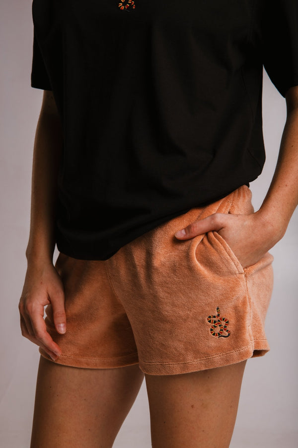 Coral Snake Terry Women's Shorts - Terracotta