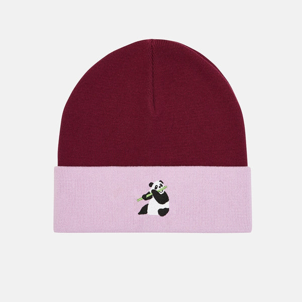 Panda Beanie - Burgundy/Lilac