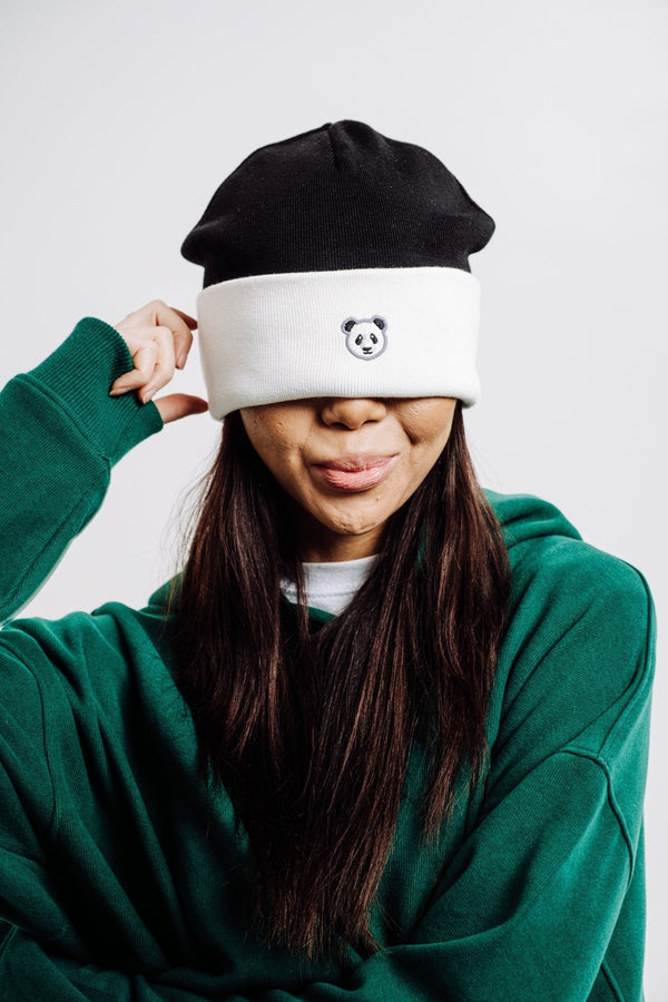 Panda Beanie - Ecru/Black
