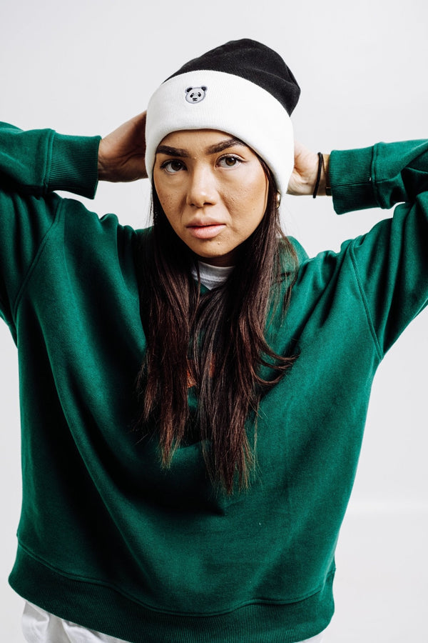 Panda Beanie - Ecru/Black