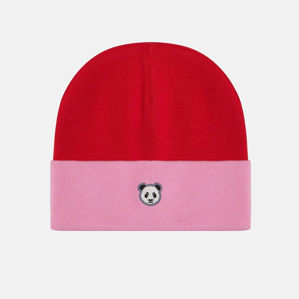 Panda Beanie - Pink/Red