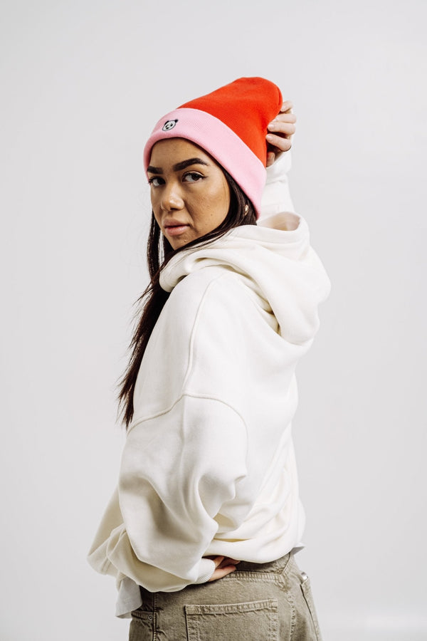 Panda Beanie - Pink/Red