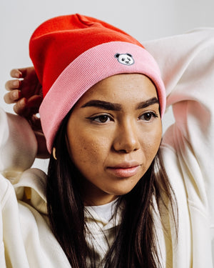 Sossu Panda Beanie - Pink/Red