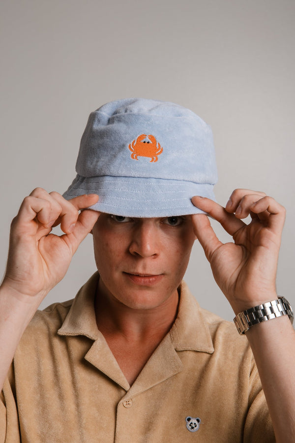 Crab Terry Bucket Hat - Light Blue