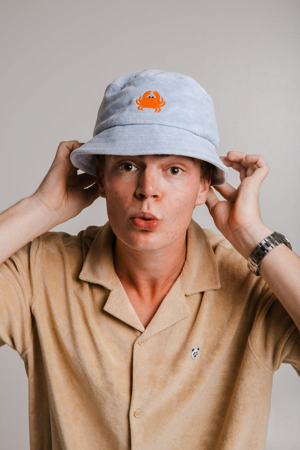 Crab Terry Bucket Hat - Light Blue