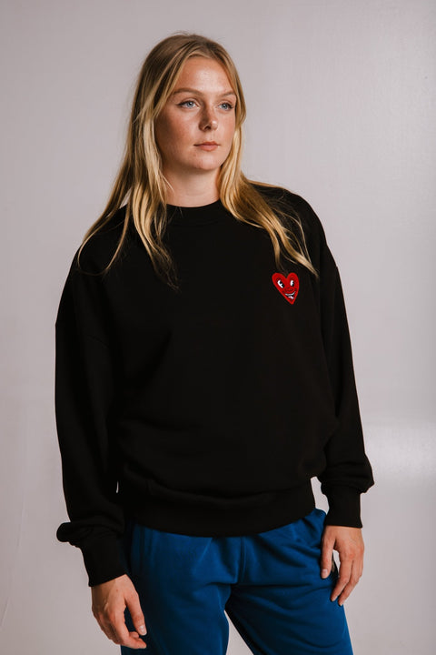 Sossu Heart Sweatshirt - Black