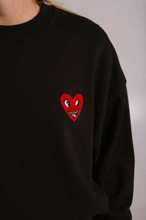 Sossu Heart Sweatshirt - Black