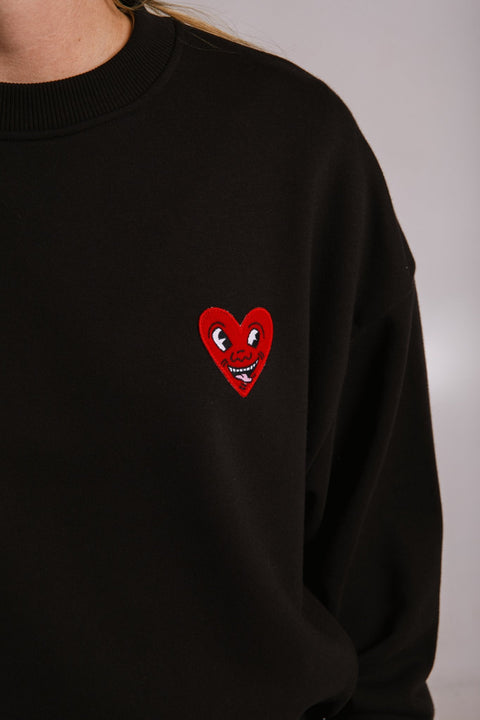 Sossu Heart Sweatshirt - Black