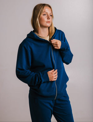 Sossu Koala Soft Fleece Full Zip Hoodie - Navy Blue