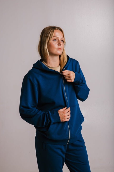 Sossu Koala Soft Fleece Full Zip Hoodie - Navy Blue