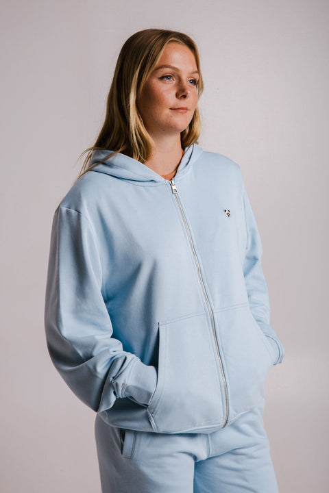 Sossu Panda Soft Fleece Full Zip Hoodie - Light Blue