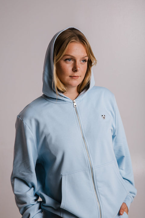 Sossu Panda Soft Fleece Full Zip Hoodie - Light Blue