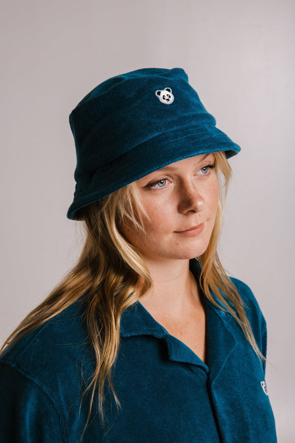 Panda Terry Bucket Hat - Petrol Green