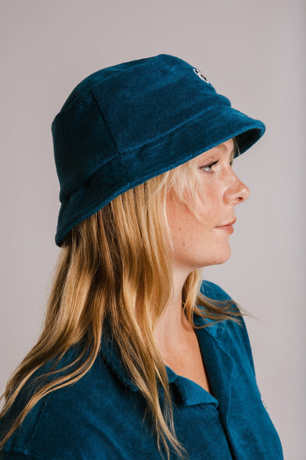 Panda Terry Bucket Hat - Petrol Green