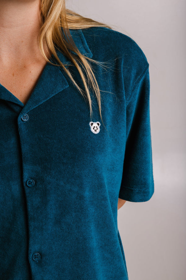 Panda Terry Shirt - Petrol Green