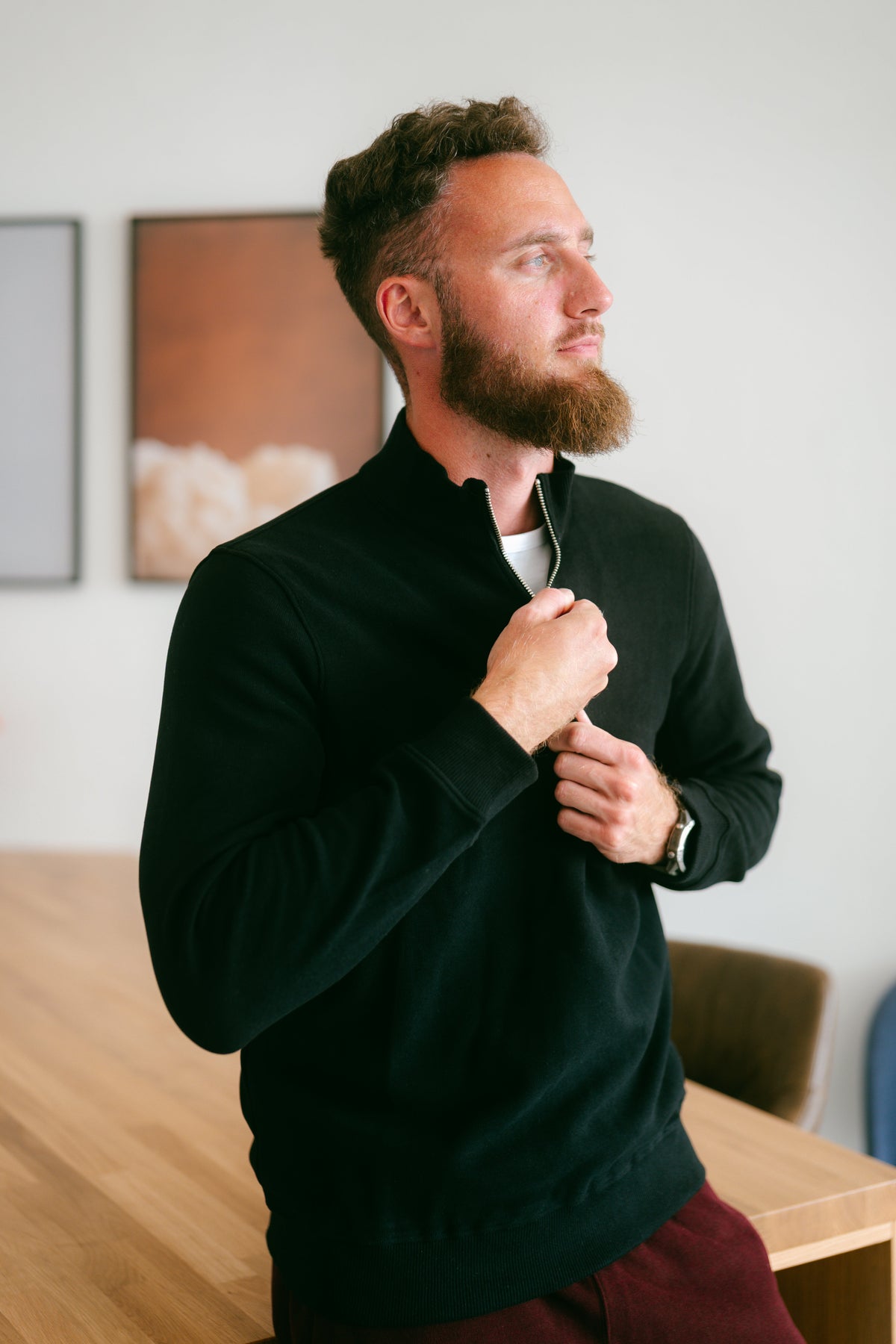 Sossu Pure Form Quarter - Zip Sweatshirt - Black