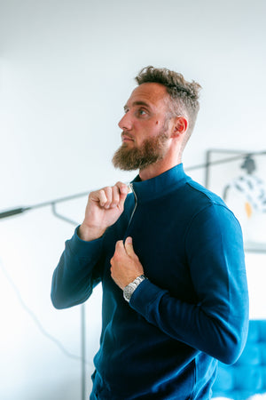 Sossu Pure Form Quarter - Zip Sweatshirt - Navy Blue