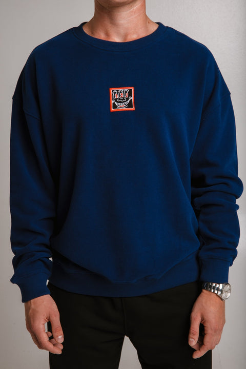 Sossu Smile Sweatshirt - Navy Blue