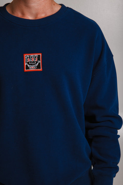 Sossu Smile Sweatshirt - Navy Blue